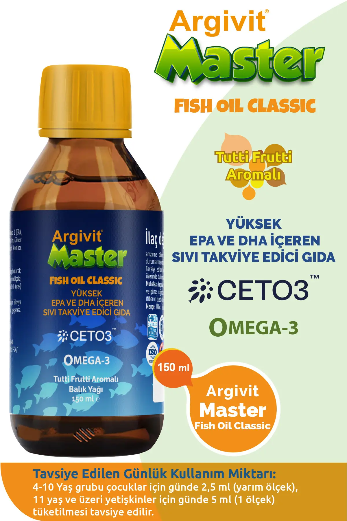 Argivit Master Fish Oil Epa ve Dha İçeren Balık Yağı 150 ml