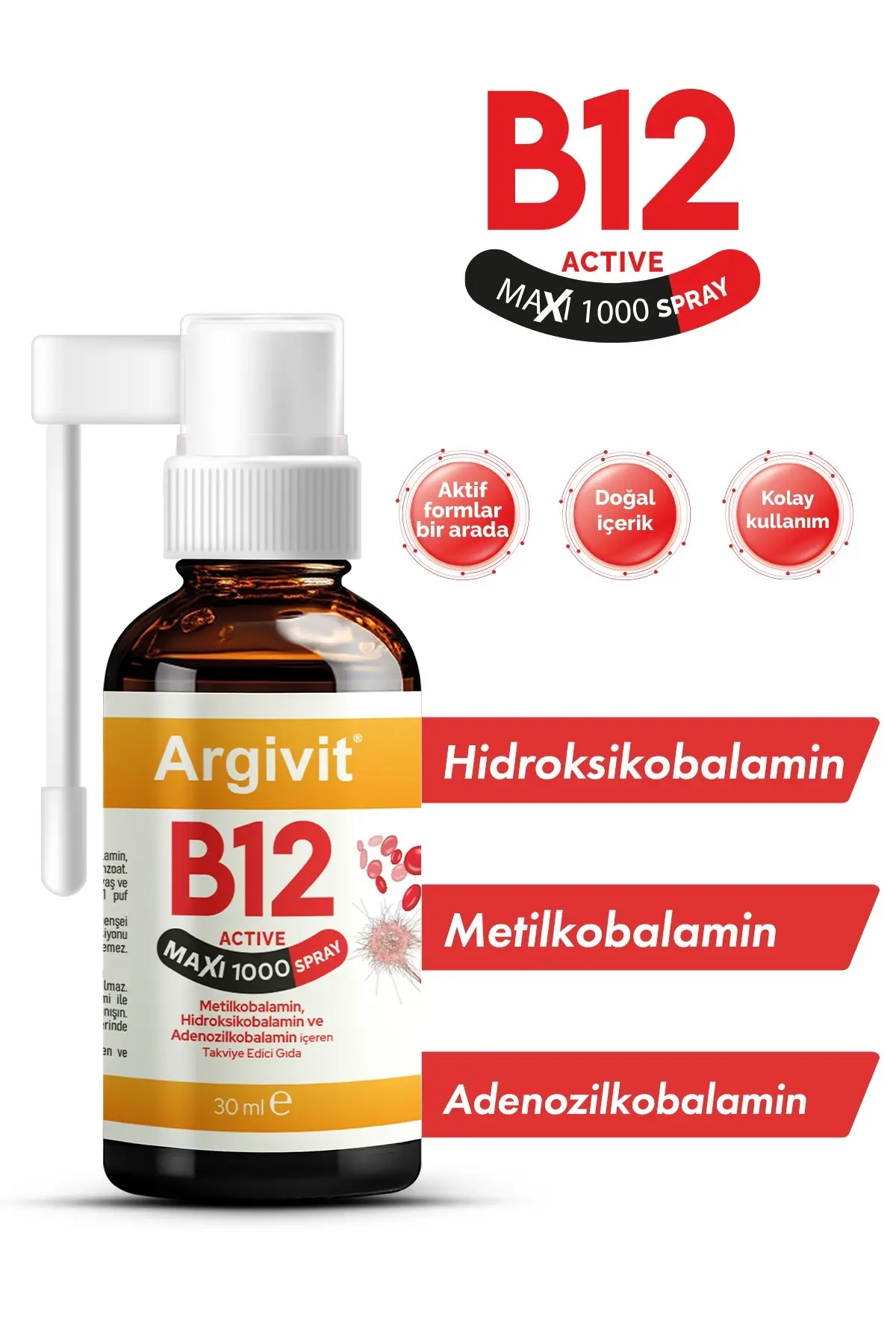 Argivit Vitamin B12 Active Maxi Sprey 30 ml