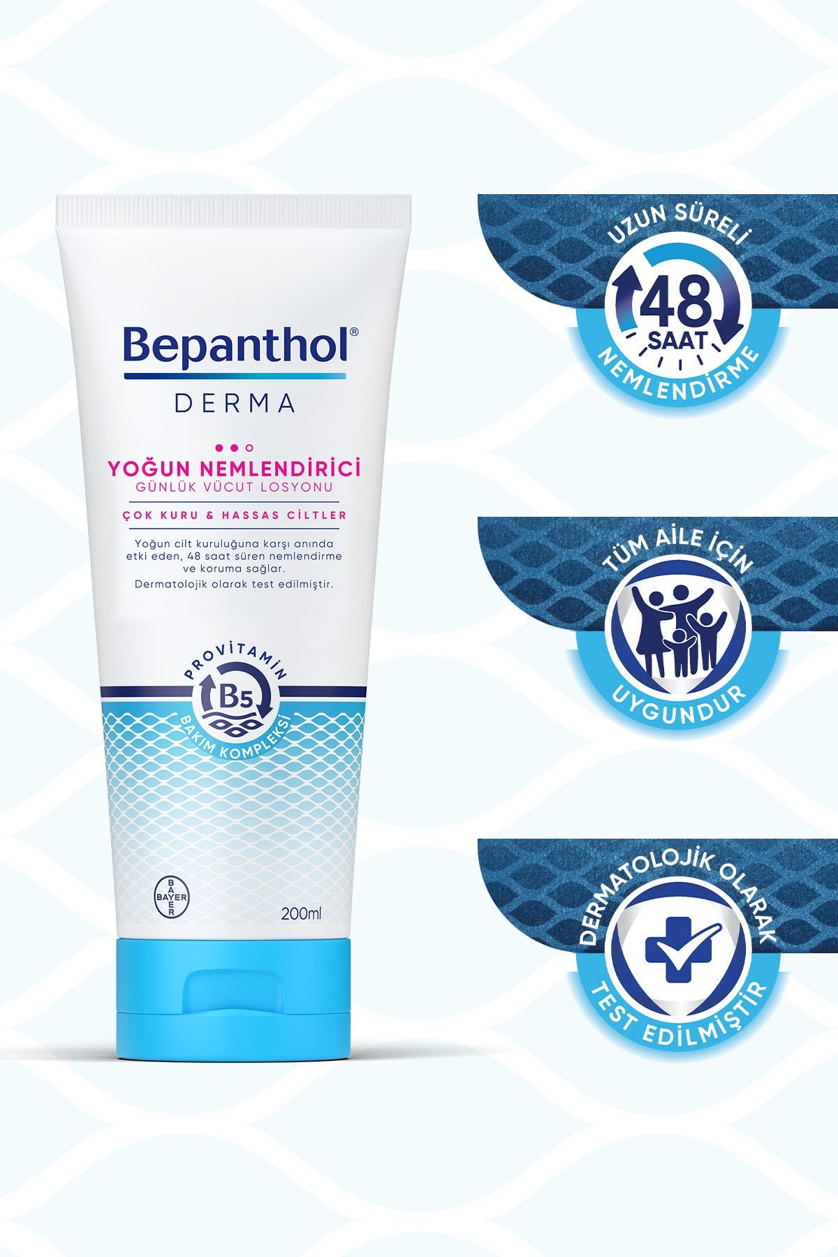 Bepanthol Derma Yoğun Nemlendirici Günlük Vücut Losyonu 200 ml Çok Kuru ve Hassas Ciltler Bepanthol Derma Yoğun Nemlendirici Günlük Vücut Losyonu 200 ml Çok Kuru ve Hassas Ciltler