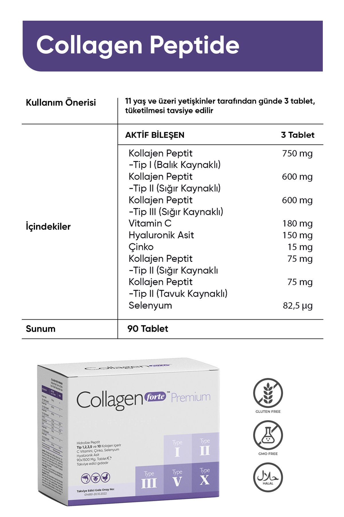 Collagen Forte Premium 1500 mg 90 Tablet Collagen Forte Premium 1500 mg 90 Tablet