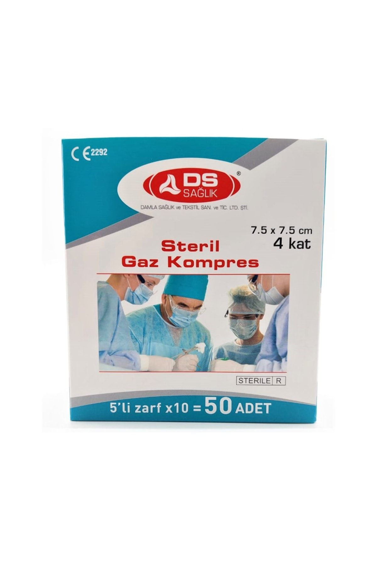 Damla Sağlık Steril Gaz Kompres 7,5 × 7,5 5`li Zarf - 50`li Paket Damla Sağlık Steril Gaz Kompres 7,5 × 7,5 5`li Zarf - 50`li Paket