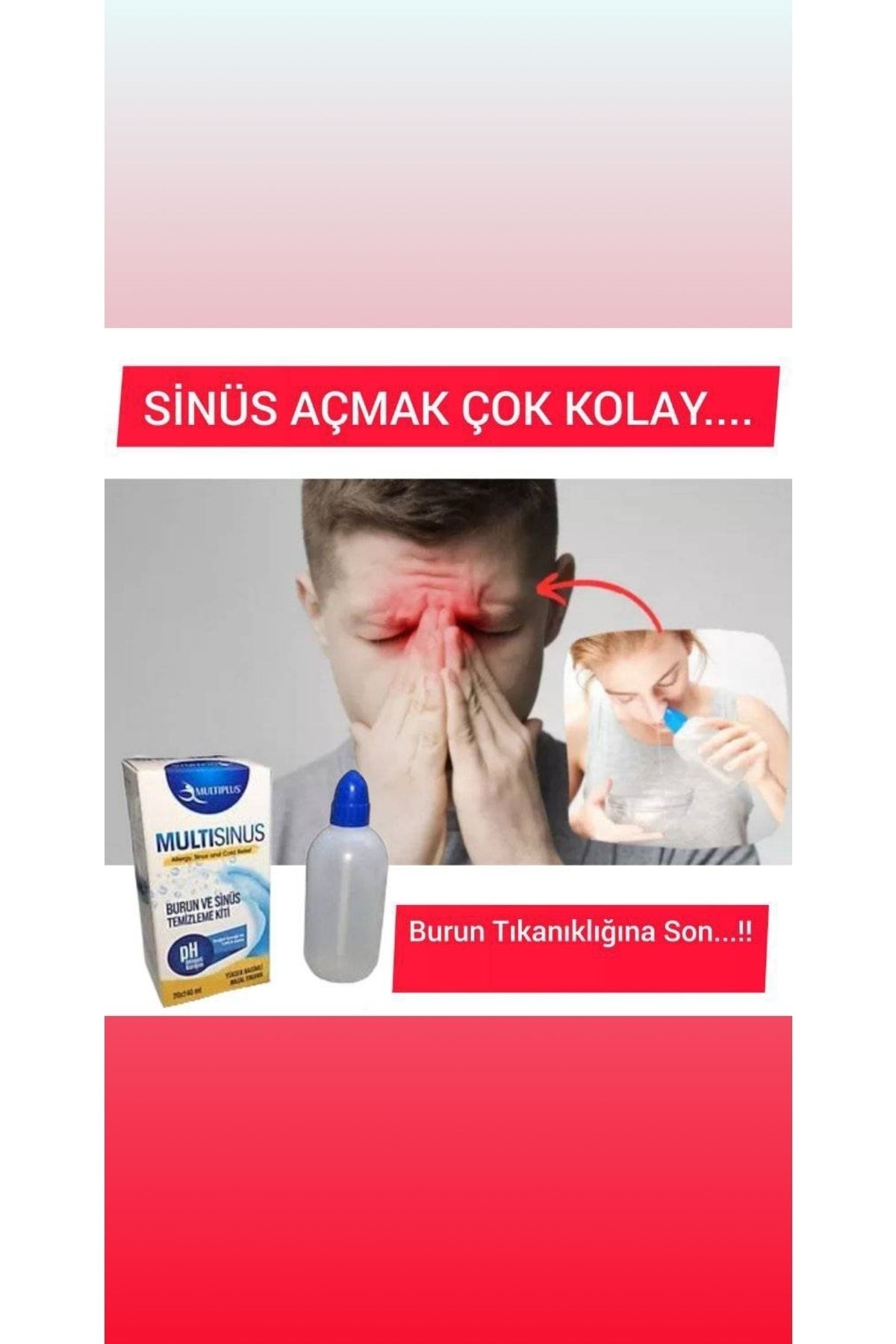Multiplus Burun ve Sinüs Temizleme Kiti 20`li 240 ml Multiplus Burun ve Sinüs Temizleme Kiti 20`li 240 ml