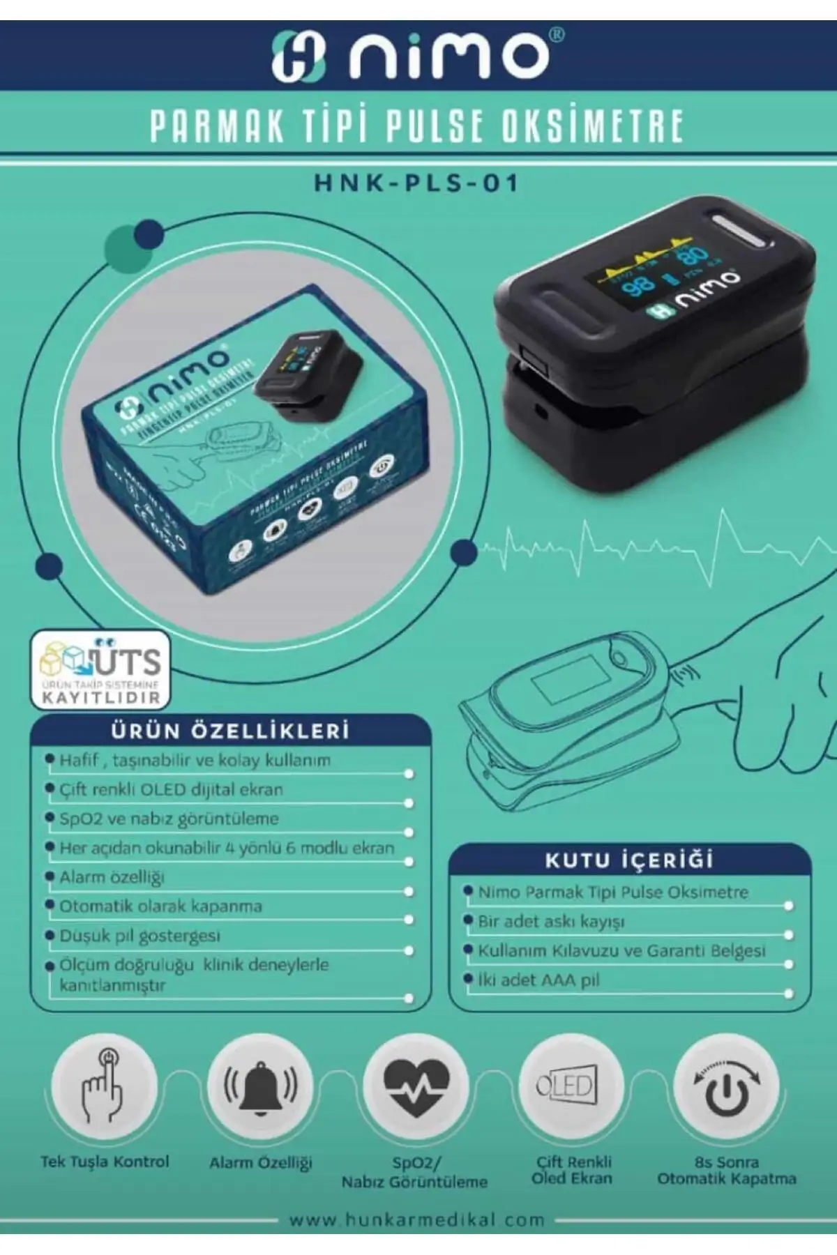 Nimo Hnk-Pls-01 Parmak Tipi Pulse Oksimetre