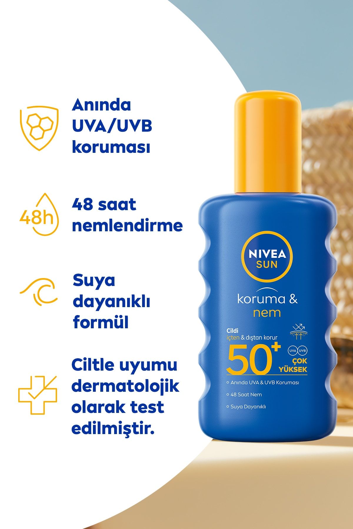 Nivea Sun Güneş Kremi Spf50 200 ml Sprey, Çok Yüksek Güneş Koruyucu Ve 48 Saat Nemlendirme Nivea Sun Güneş Kremi Spf50 200 ml Sprey, Çok Yüksek Güneş Koruyucu Ve 48 Saat Nemlendirme