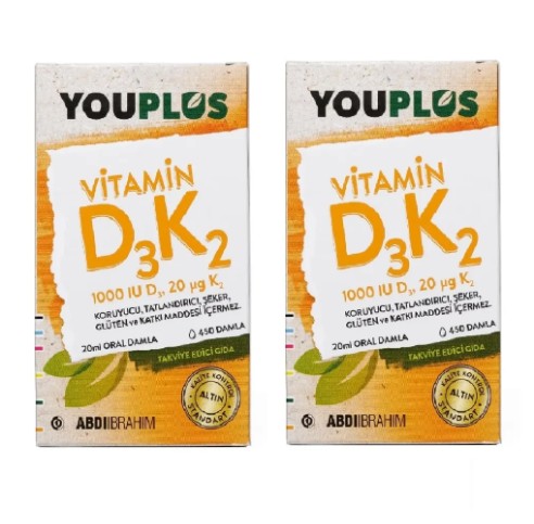 Youplus D3K2 Damla 20 ml 2`li Kofre Youplus D3K2 Damla 20 ml 2`li Kofre